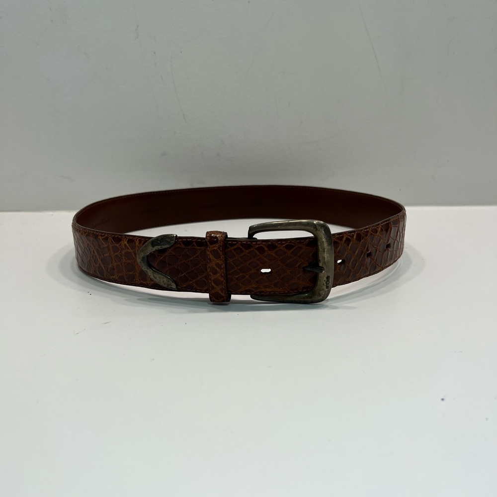 Natural brown nubuck leather western style vintage Polo by Ralph Lauren belt.